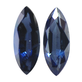 0.75 cttw Pair of Marquise Blue Sapphires : Deep Blue