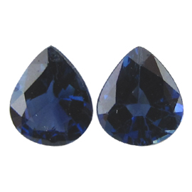 1.37 cttw Pair of Pear Shape Blue Sapphires : Deep Blue