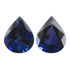 1.04 cttw Deep Rich Blue Pair of Pear Shape Natural Blue Sapphires