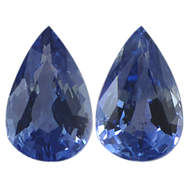 3.09 cttw Pair of Pear Shape Blue Sapphires : Fine Blue
