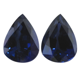 3.00 cttw Pair of Pear Shape Blue Sapphires : Deep Rich Blue