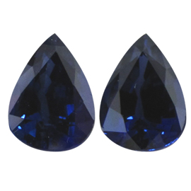 3.00 cttw Deep Darkish Blue Pair of Pear Shape Natural Blue Sapphires