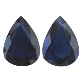 1.79 cttw Pair of Pear Shape Blue Sapphires : Deep Blue