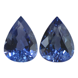 2.45 cttw Pair of Pear Shape Blue Sapphires : Fine Blue