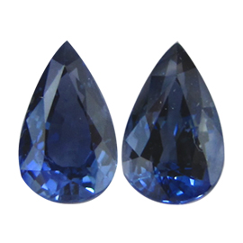 2.54 cttw Pair of Pear Shape Blue Sapphires : Deep Rich Blue