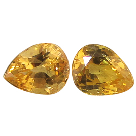 0.94 cttw Fine Yellow Pair of Pear Shape Natural Yellow Sapphires