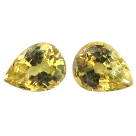 0.72 cttw Pair of Pear Shape Yellow Sapphires : Lemon Yellow