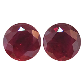1.78 cttw Pair of Round Rubies : Deep Red