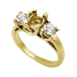 18K Yellow Gold Three Stone Setting : 0.50 cttw Diamonds