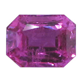 3.16 ct Emerald Cut Pink Sapphire : Intense Pink