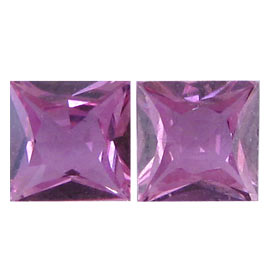 1.28 cttw Pair of Princess Cut Pink Sapphires : Soft Pink