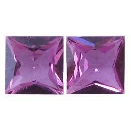 1.30 cttw Pair of Princess Cut Pink Sapphires : Fine Pink