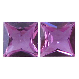 1.30 cttw Fine Pink Pair of Princess Cut Natural Pink Sapphires