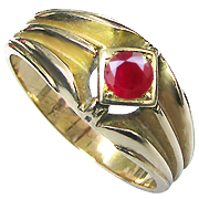 14K Yellow Gold 0.50ct Ruby Men's Ring