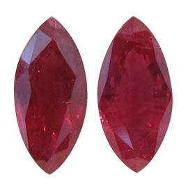 1.18 cttw Pair of Marquise Rubies : Deep Rich Red
