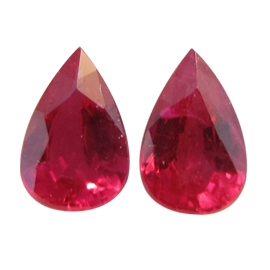 0.96 cttw Pair of Pear Shape Rubies : Fine Red
