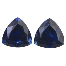 1.36 cttw Pair of Trillion Blue Sapphires : Deep Rich Blue