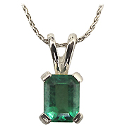 18K White Gold 0.70cttw Emerald Pendant