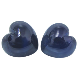 8.66 cttw Deep Rich Blue Pair of Cabochon Heart Natural Blue Sapphires