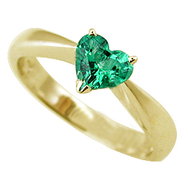 18K Yellow Gold Solitaire Ring : 1.00 ct Emerald