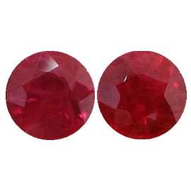 1.86 cttw Pair of Round Rubies : Rich Red