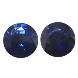1.74 cttw Deep Royal Blue Pair of Round Natural Sapphires