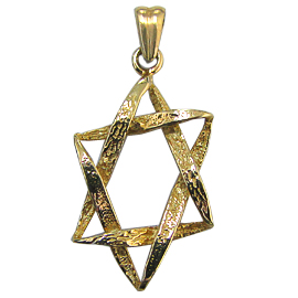 14K Yellow Gold Star of David Pendant