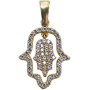 14K Yellow Gold 0.42cttw Diamond Hamsa Pendant