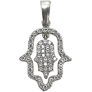 14K White Gold 0.42cttw Diamond Hamsa Pendant