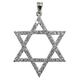 18K White Gold Star of David Pendant : 2.00 cttw Diamonds