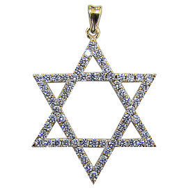 18K Yellow Gold Star of David Pendant : 2.00 cttw Diamonds