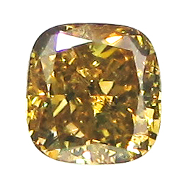 0.51 ct Cushion Cut Diamond : Fancy Deep Greenish Yellow / SI2