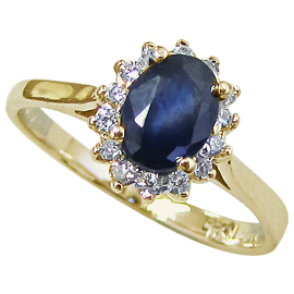 14K Yellow Gold Multi Stone Ring : 0.77 cttw Sapphire & Diamonds