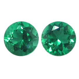 0.65 cttw Fine Grass Green Pair of Round Natural Emeralds