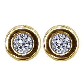 18K Yellow Gold Anniversary Stud Earrings : 0.50 cttw Diamond