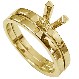 18K Yellow Gold Wedding Band Set