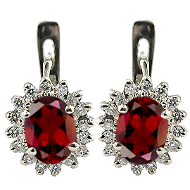 14K White Gold Hoop Earrings : 2.25 cttw Rubies & Diamonds