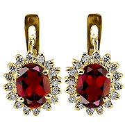 14K Yellow Gold 2.25cttw Ruby & Diamond Earrings
