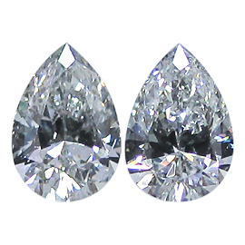 1.06 cttw Pair of Pear Shape Natural Diamonds : F / SI1