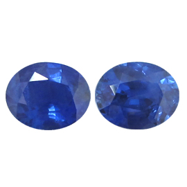 8.26 cttw Pair of Oval Blue Sapphires : Deep Royal Blue