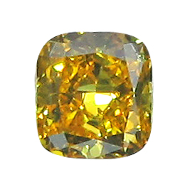 0.23 ct Cushion Cut Diamond : Fancy Vivid Orangy Yellow / VS2