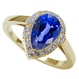 18K Yellow Gold Multi Stone Ring : 2.00 cttw Sapphire & Diamonds
