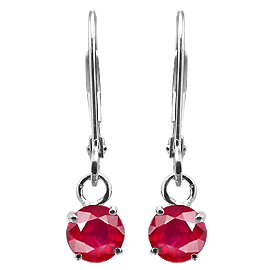 18K White Gold Drop Earrings : 0.60 cttw Rubies