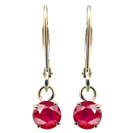 18K Yellow Gold Drop Earrings : 0.60 cttw Rubies