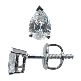 18K White Gold Stud Earrings : 0.50 cttw Diamonds