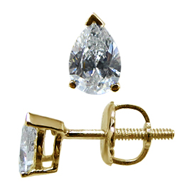 18K Yellow Gold Stud Earrings : 0.50 cttw Diamonds