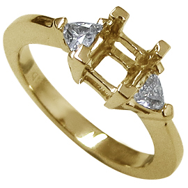 18K Yellow Gold Three Stone Setting : 0.25 cttw Diamonds