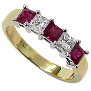 18K Two Tone 1.10cttw Diamond & Ruby Ring