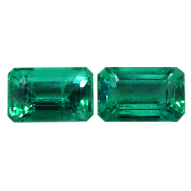 7.33 cttw Deep Rich Green Pair of Natural Emerald Cut Natural Emeralds