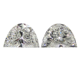 1.63 cttw Pair of Half Moon Natural Diamonds : F / SI1